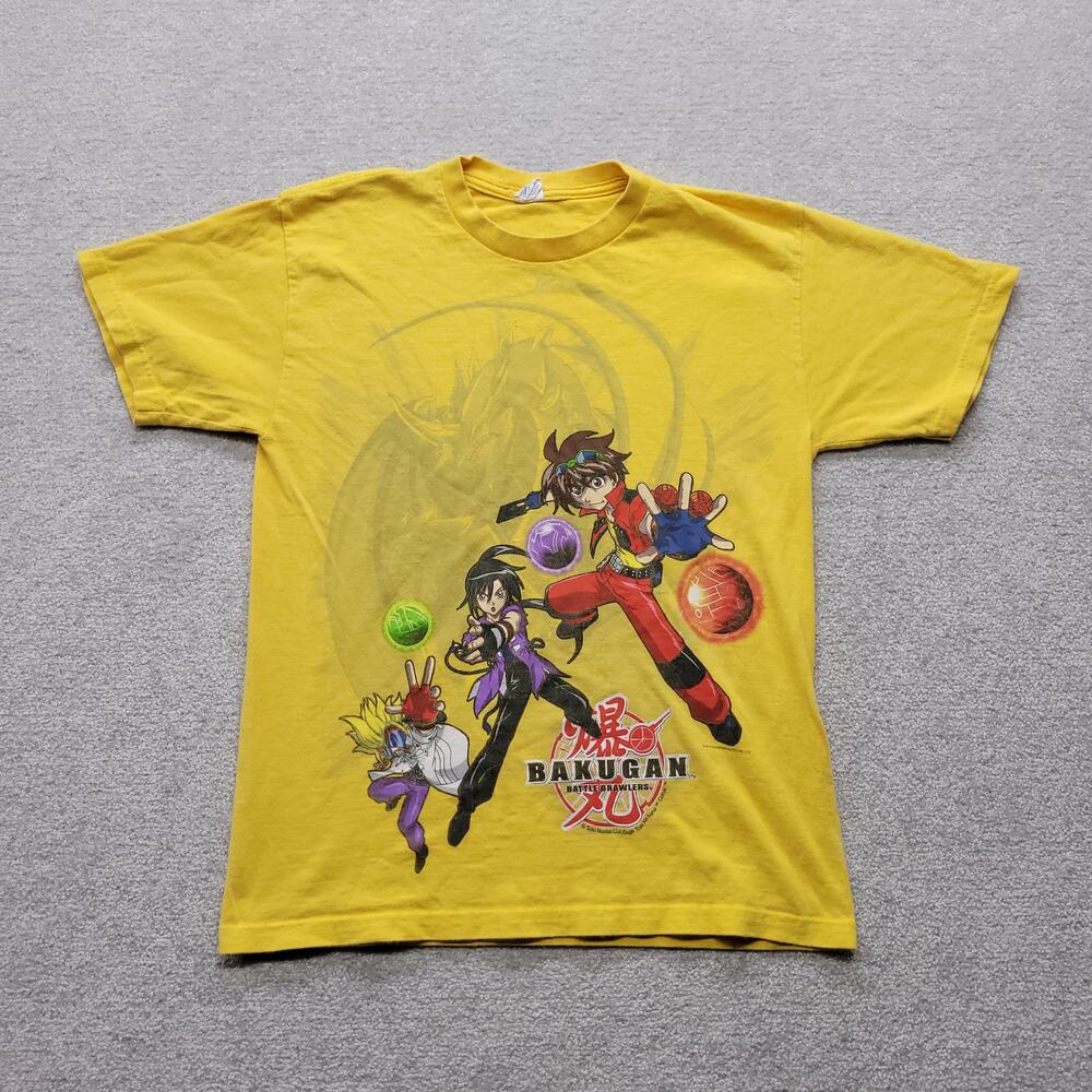 Bakugan Battle Brawlers Youth Medium T Shirt Yellow Anime Cartoon Y2K Graphic